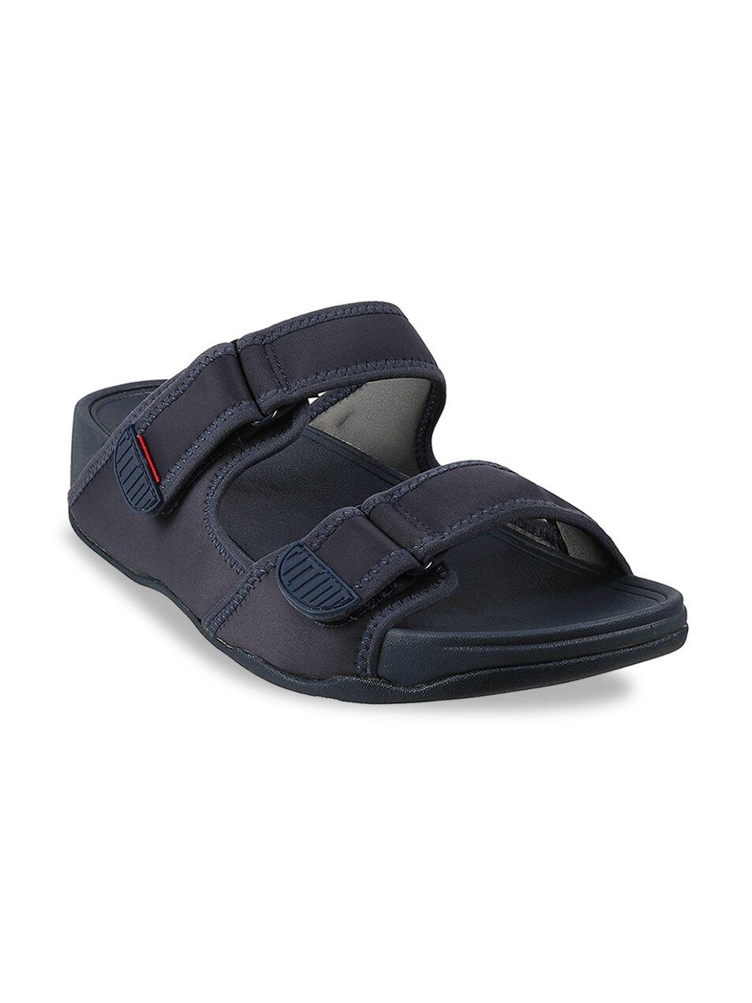 fitflop men blue & black leather comfort sandals