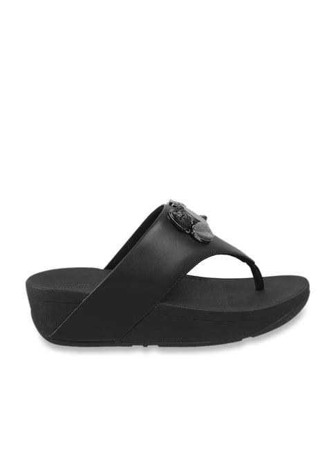 fitflop women's black thong wedges