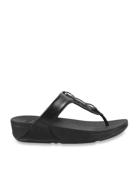 fitflop women's black thong wedges