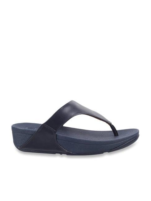 fitflop women's blue thong wedges