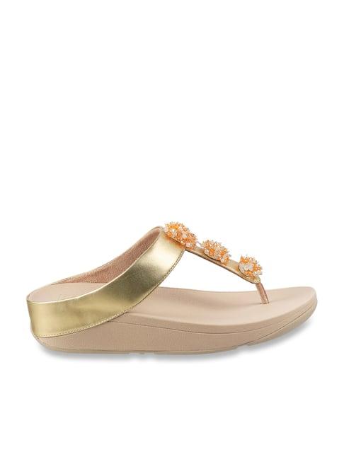 fitflop women's gold thong wedges
