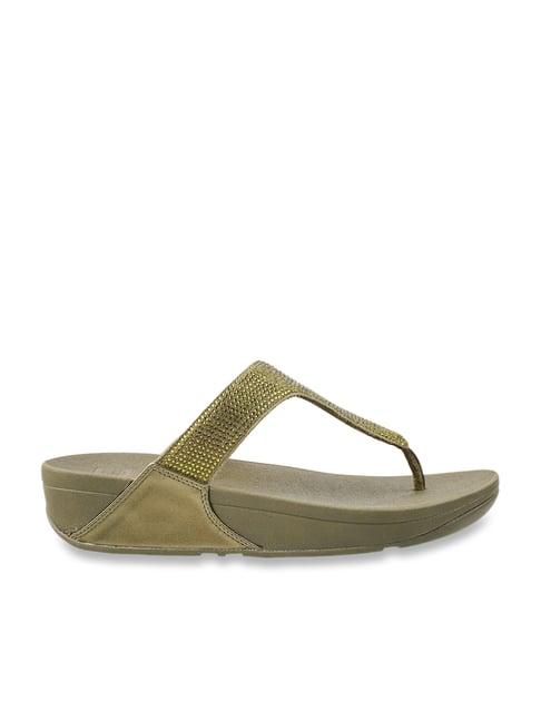fitflop women's green thong wedges
