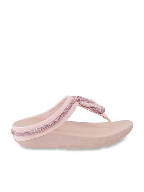 fitflop women's pink t-strap wedges