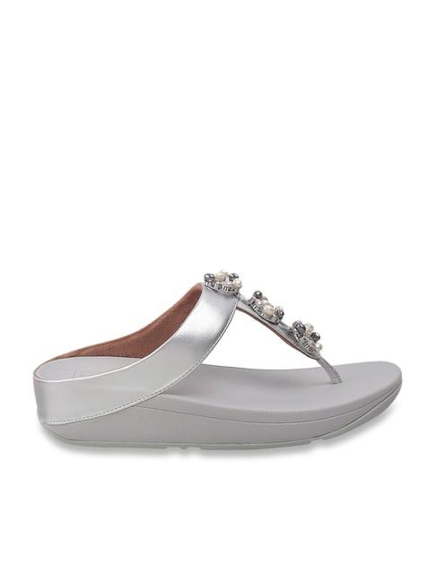 fitflop women's silver thong wedges