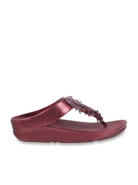 fitflop women's wine thong wedges