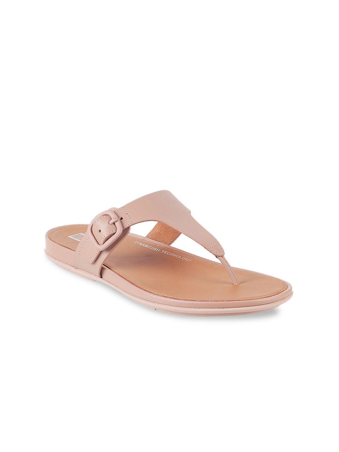fitflop women beige t-strap flats with buckles