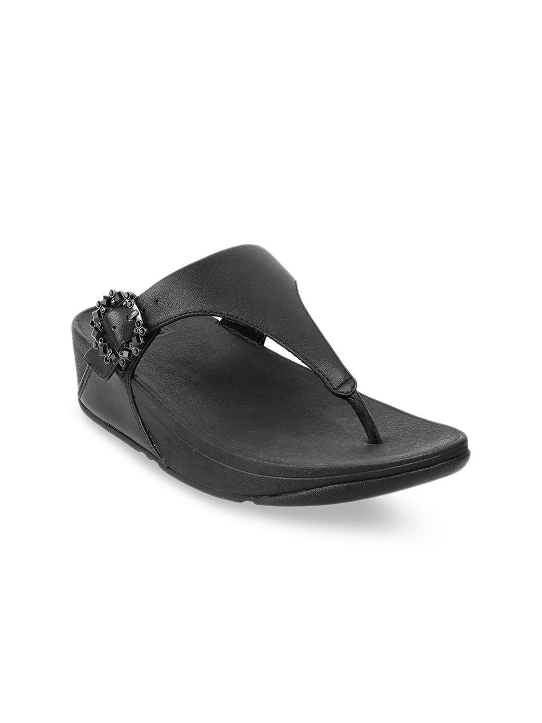 fitflop women black leather comfort sandals