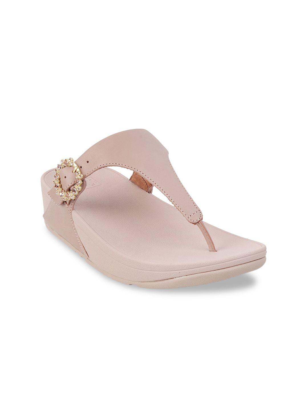 fitflop women peach-coloured leather comfort sandals