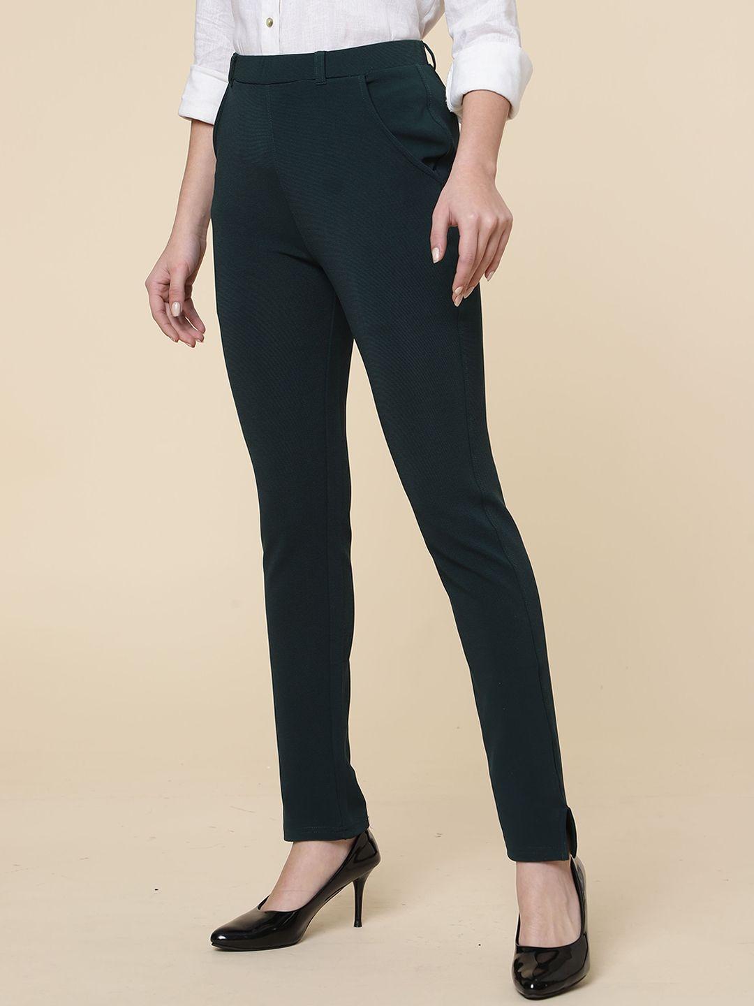 fithub women relaxed straight leg high-rise lint free formal trousers