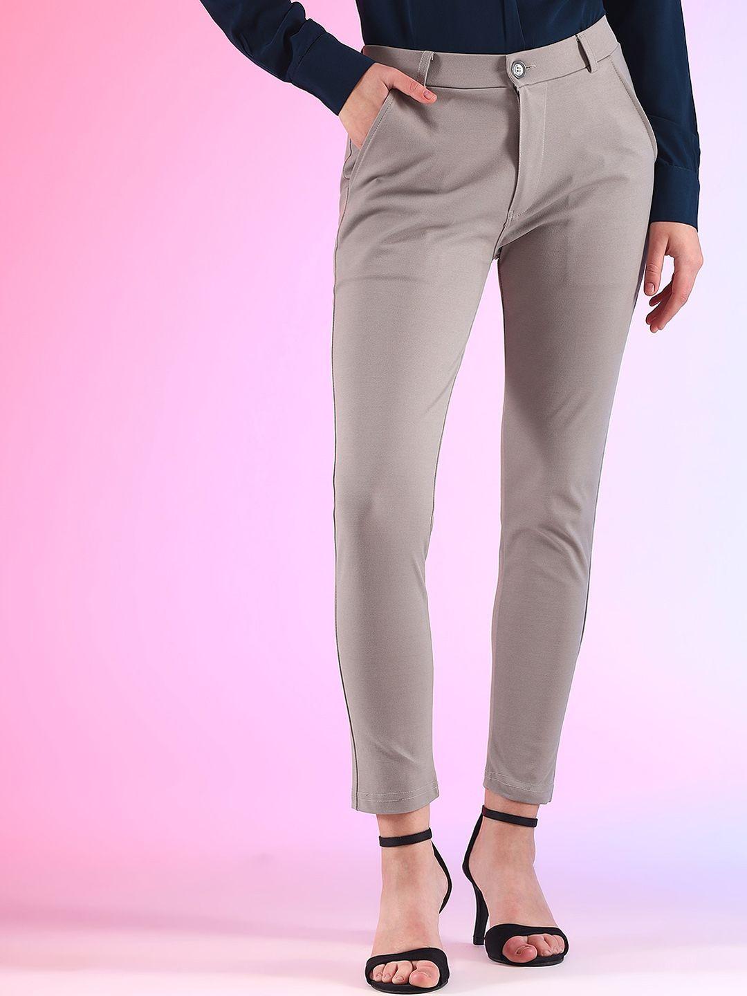 fithub women skinny fit high-rise chinos trousers