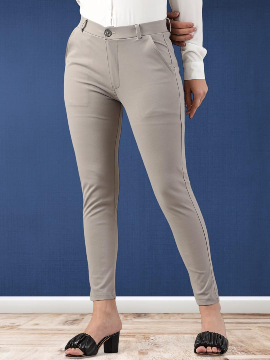 fithub women slim fit high-rise trousers