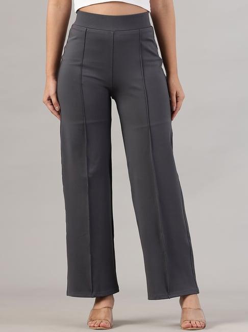 fithub grey relaxed fit high rise trousers