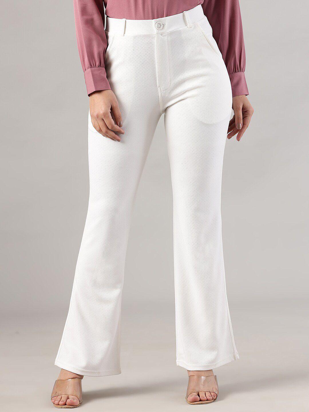 fithub women high-rise travel features cotton bootcut trousers