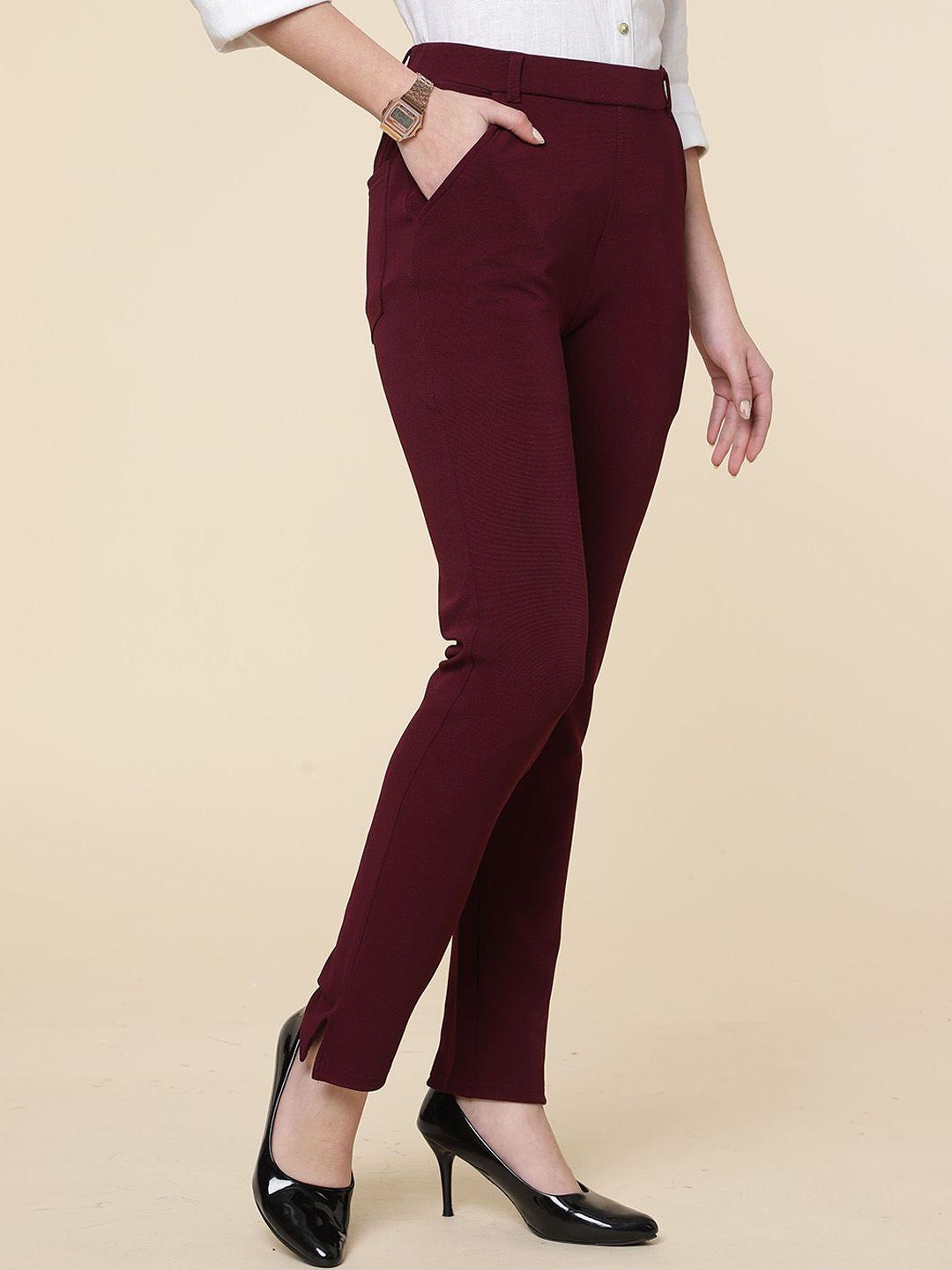 fithub women relaxed straight leg high-rise lint free cotton formal trousers
