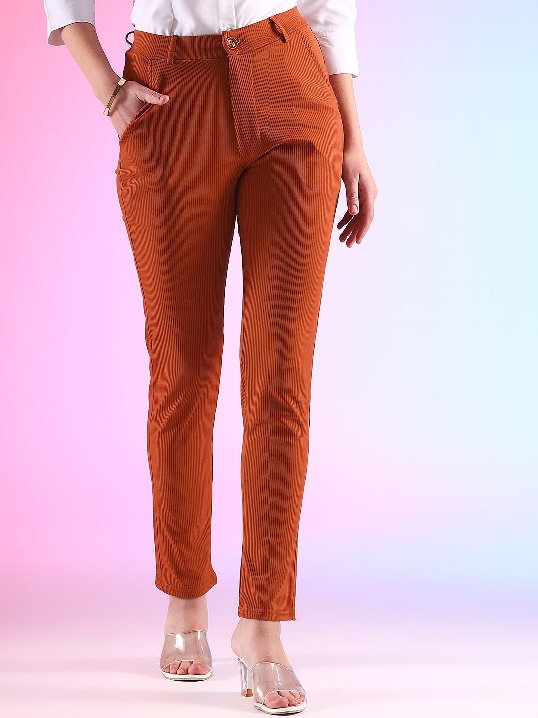 fithub women slim fit high-rise trousers