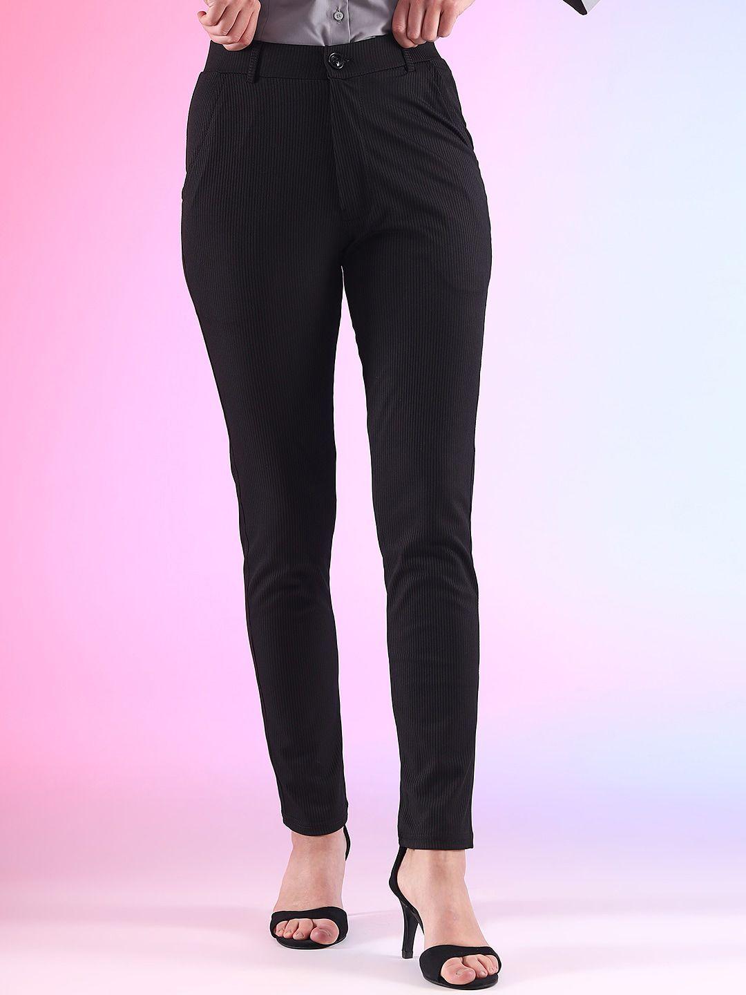 fithub women slim fit high-rise trousers