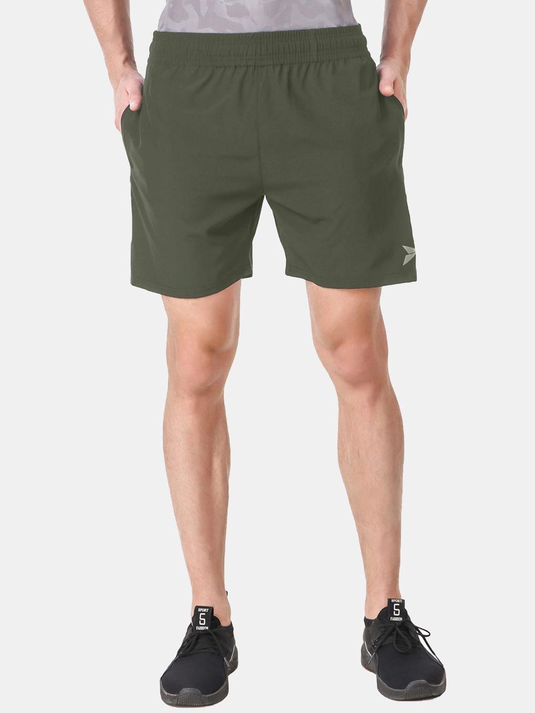 fitinc men green slim fit running sports shorts