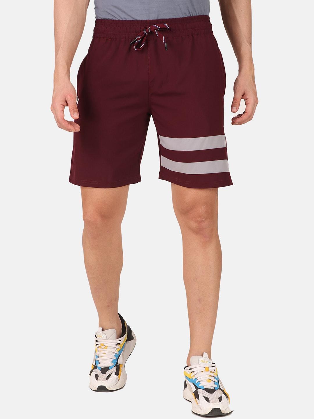 fitinc men maroon striped running sports shorts