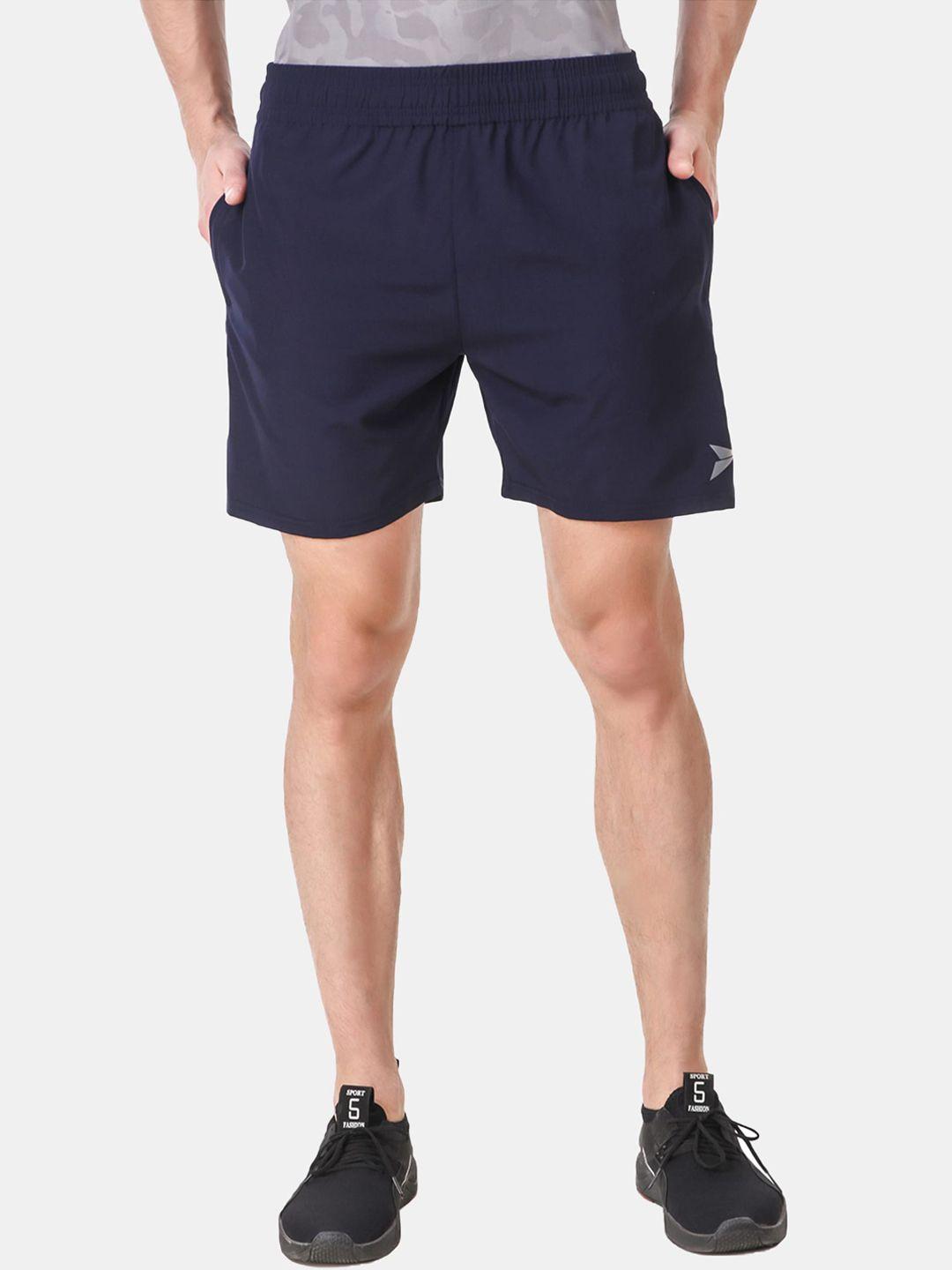 fitinc men navy blue slim fit running biker shorts