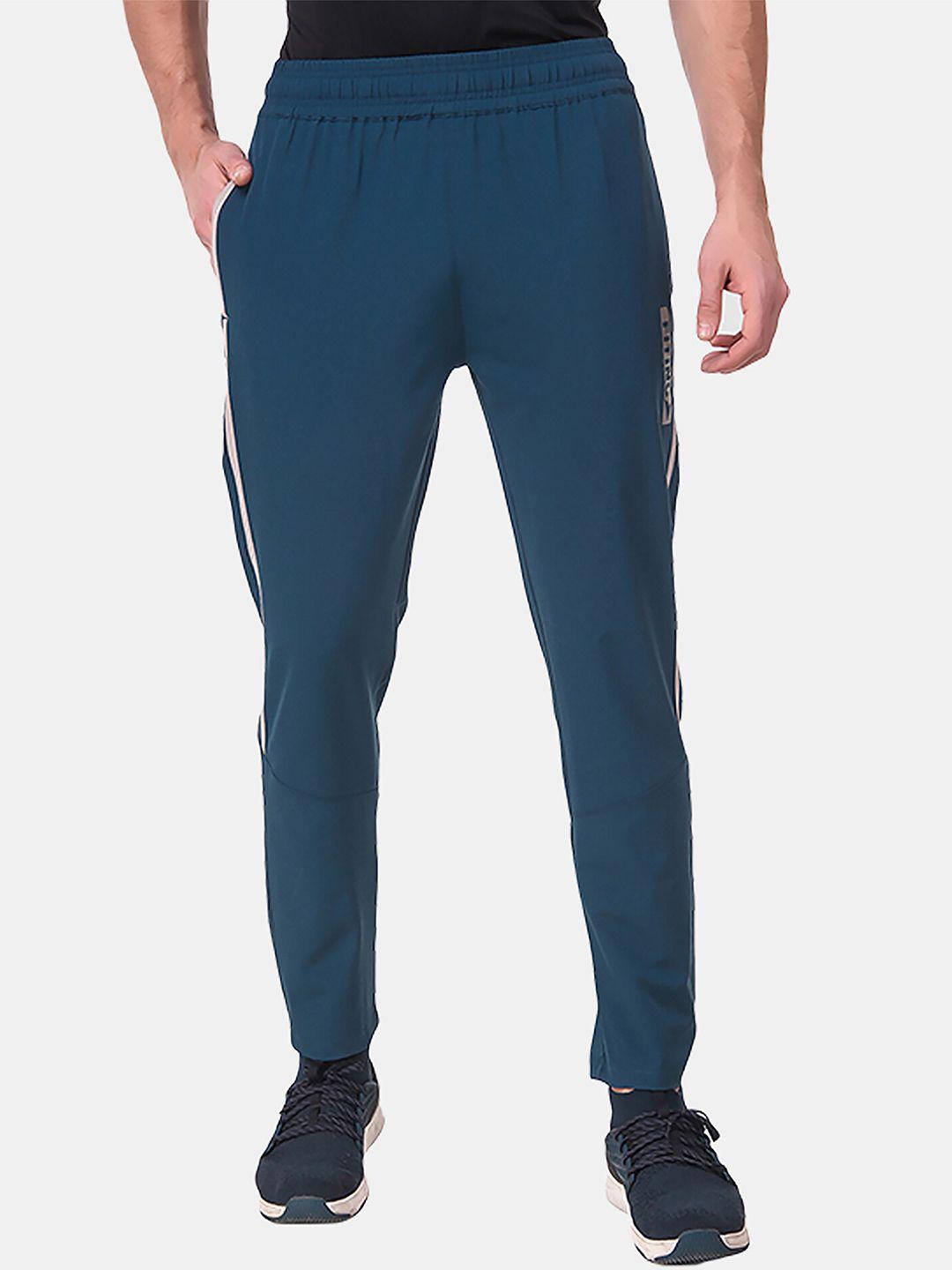 fitinc men blue solid relaxed-fit track pants