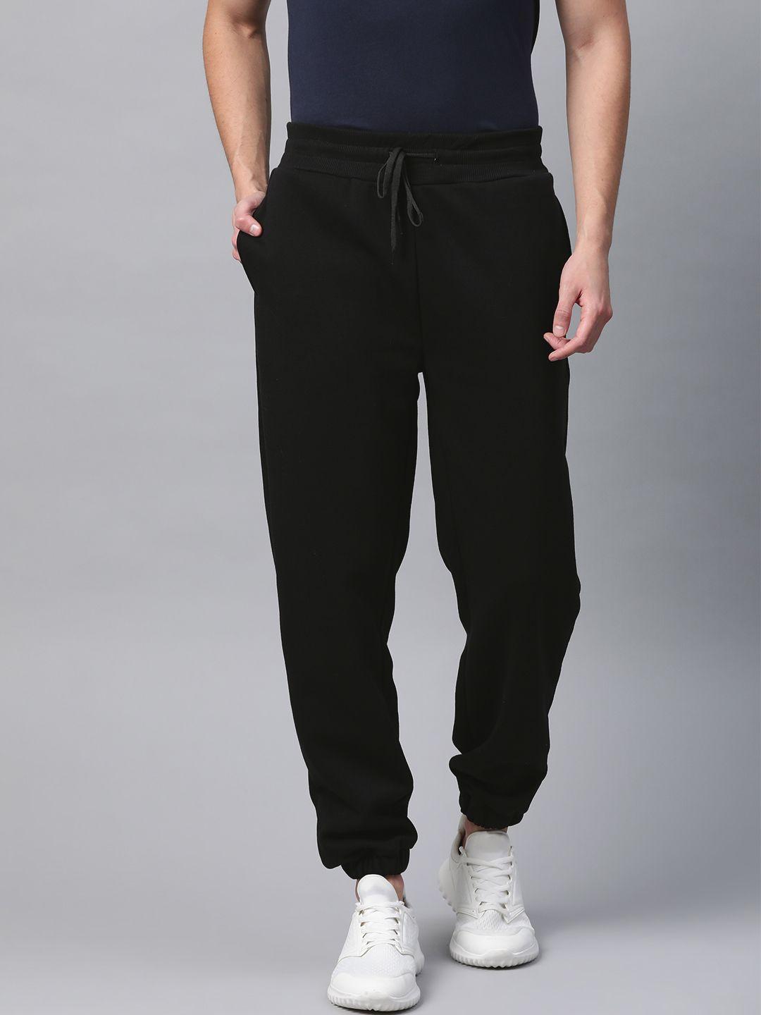 fitkin men black solid winter joggers