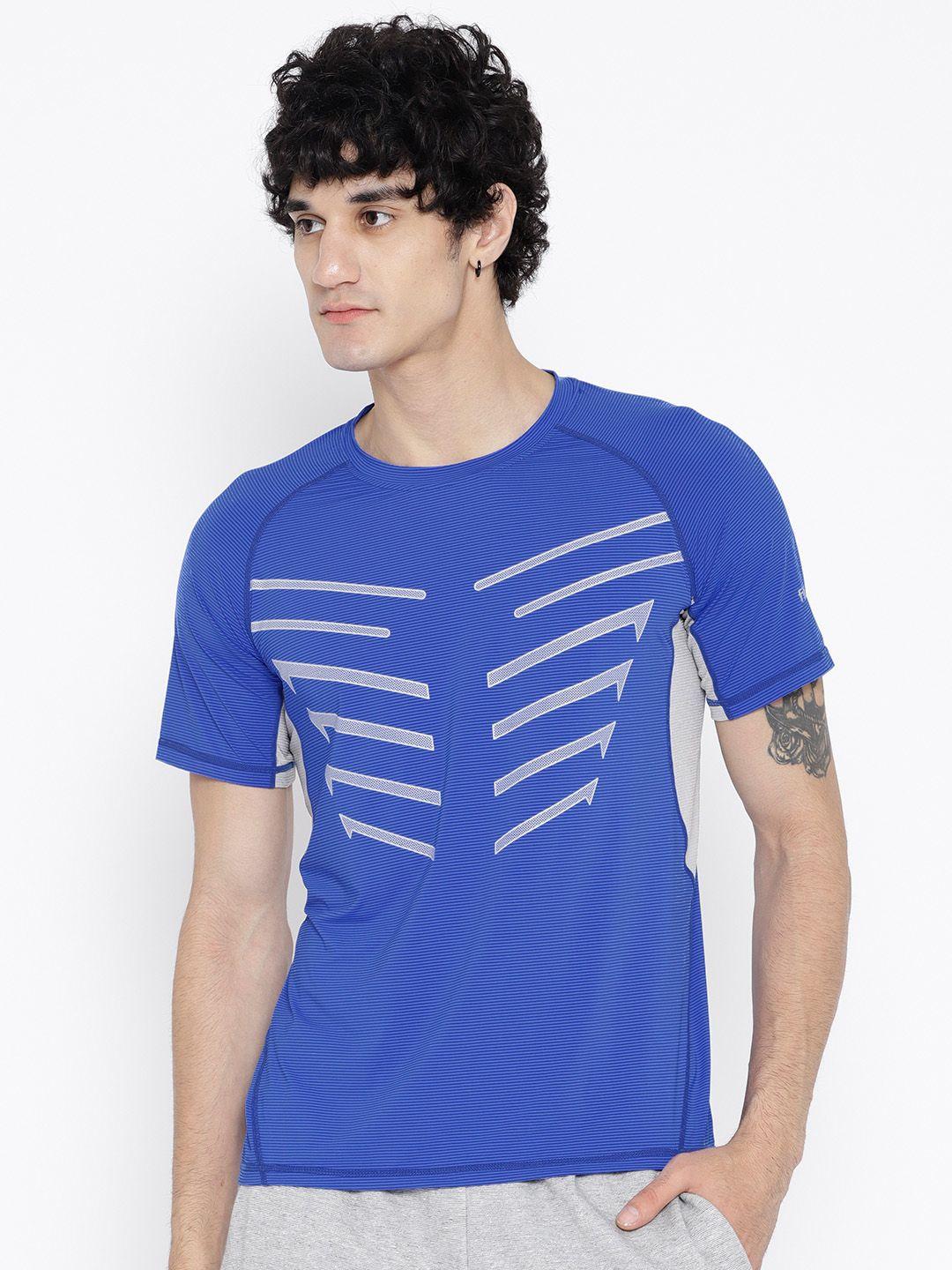 fitkin men blue printed round neck t-shirt