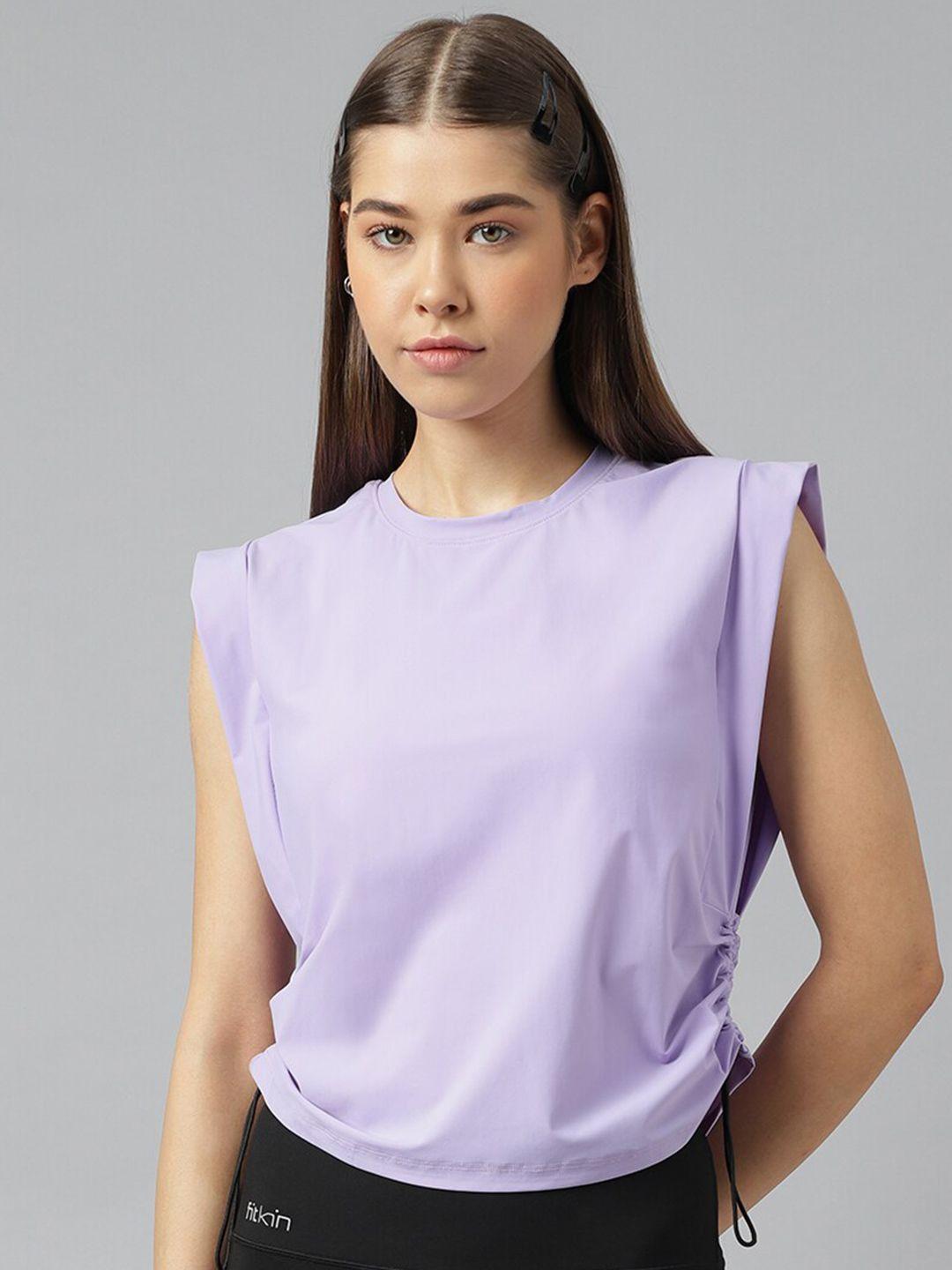 fitkin round neck sleeveless ruched detail t-shirt