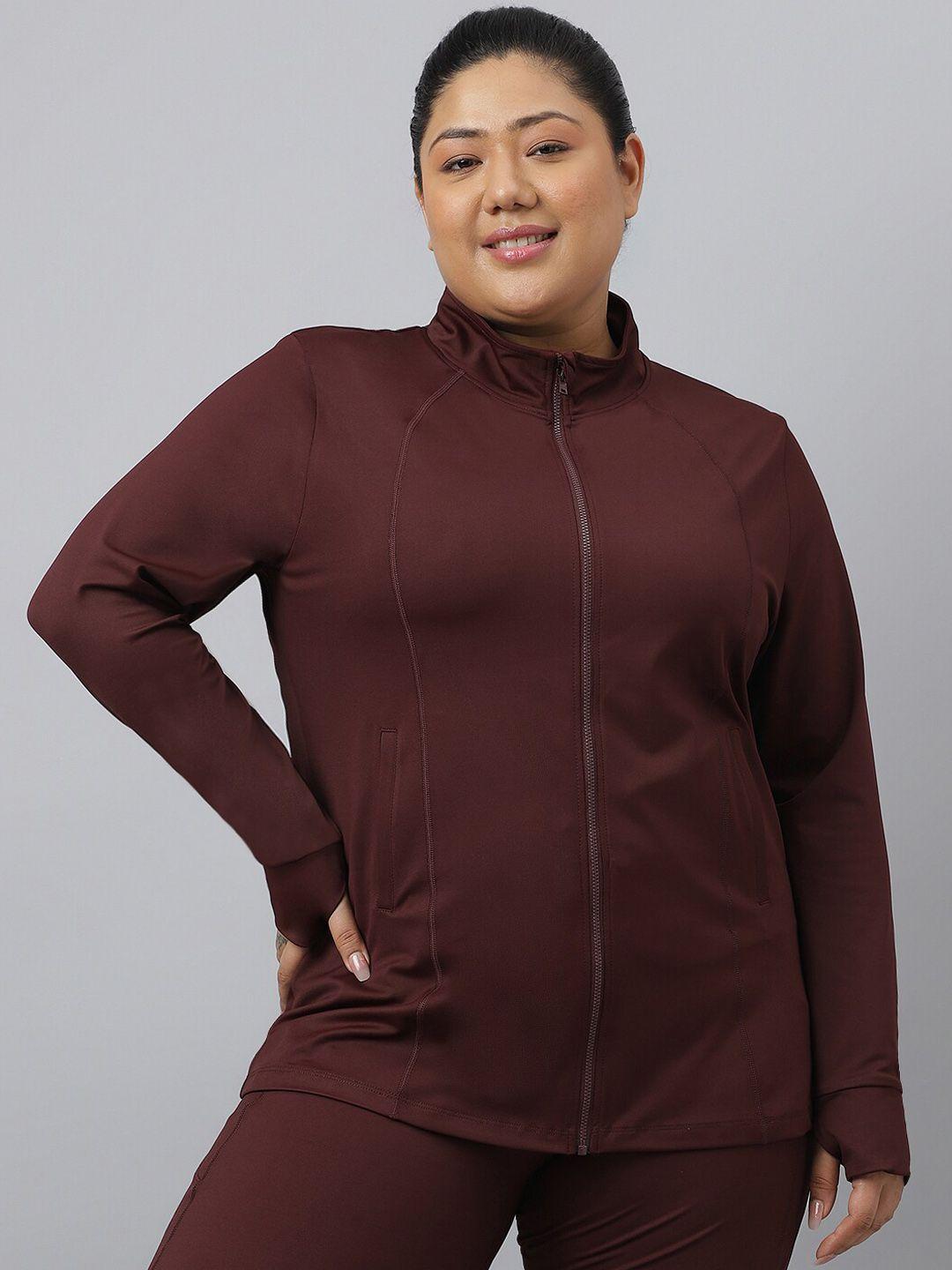 fitkin women brown lightweight training or gym sporty jacket