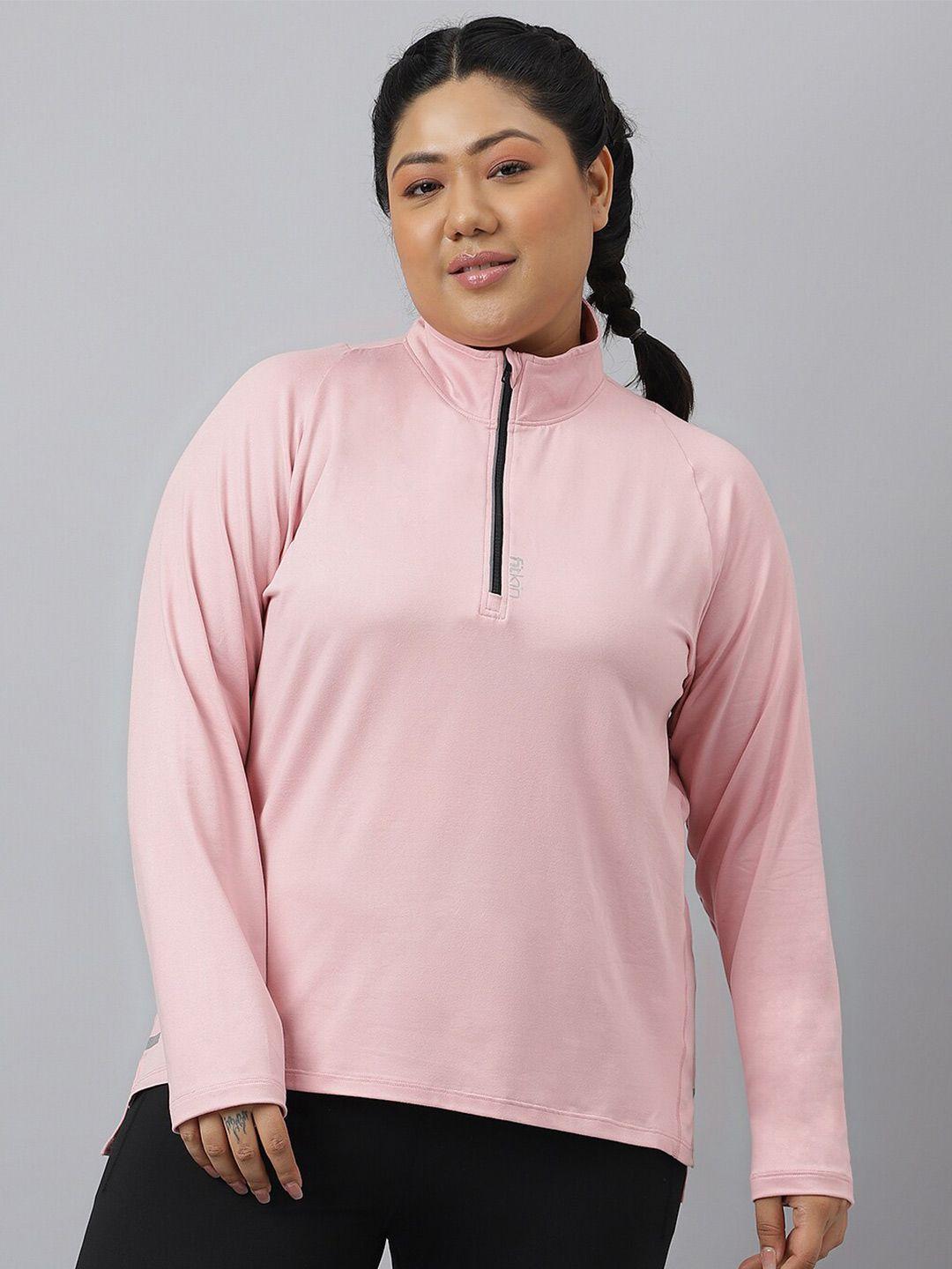 fitkin women pink & lotion pink high neck anti odour t-shirt