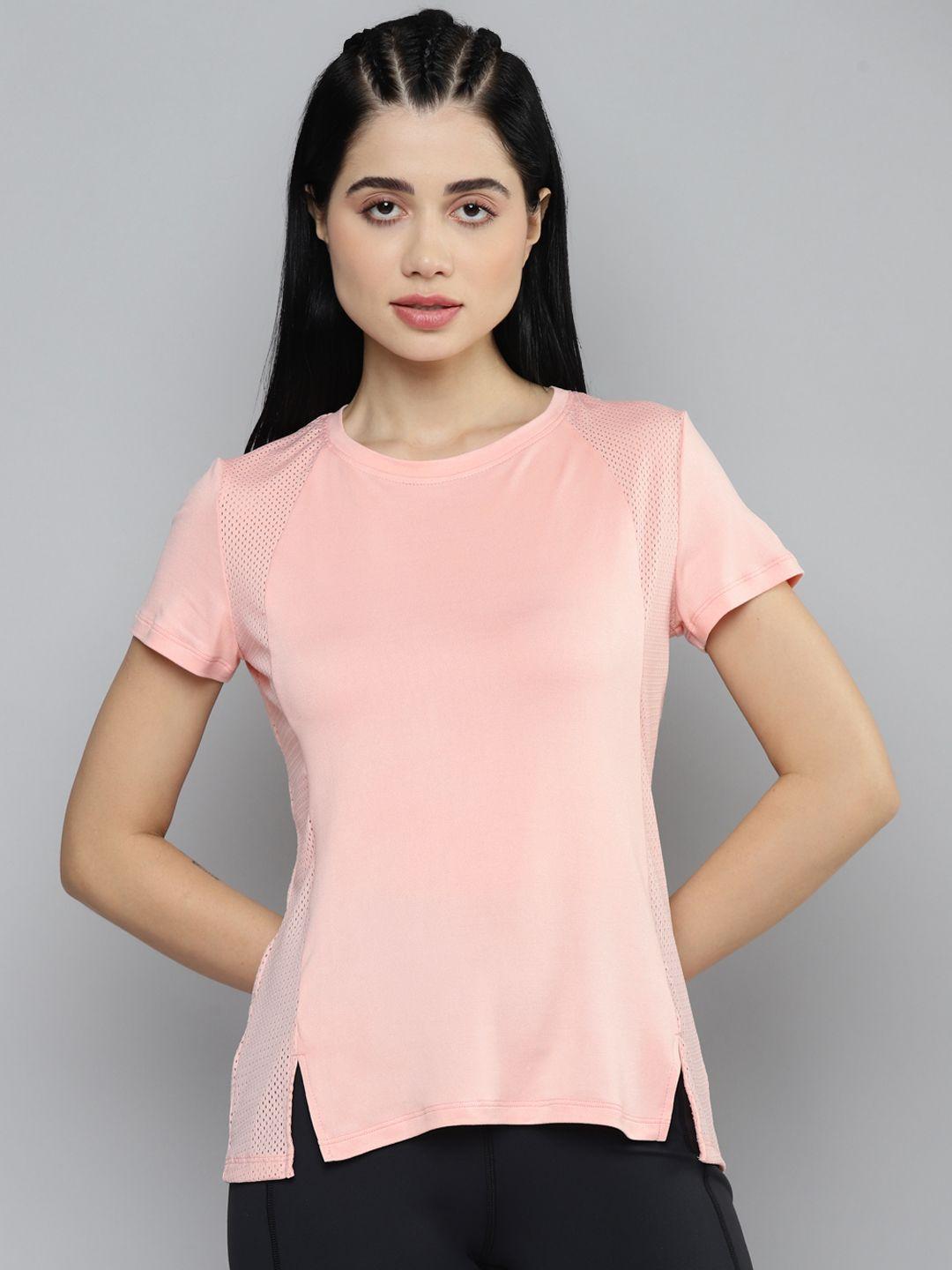 fitkin women pink solid t-shirt