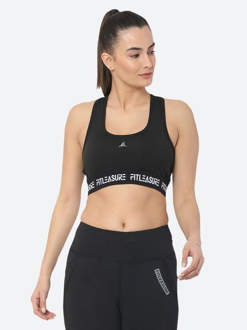 fitleasure black non wired padded sports bra