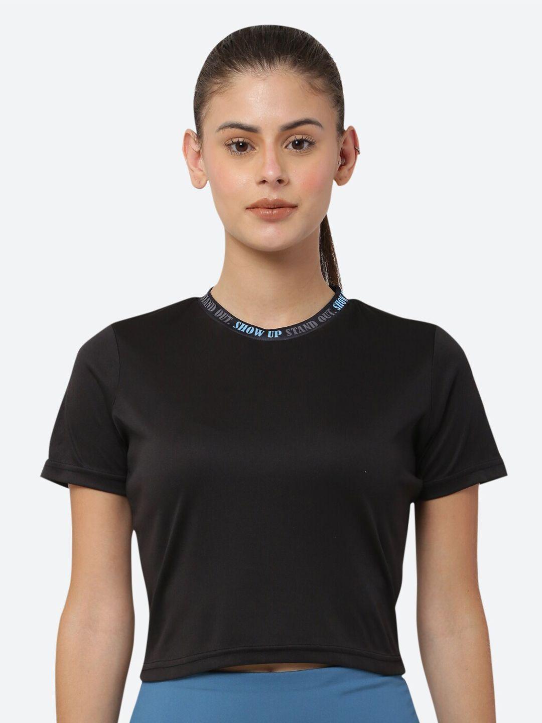 fitleasure black solid crop top