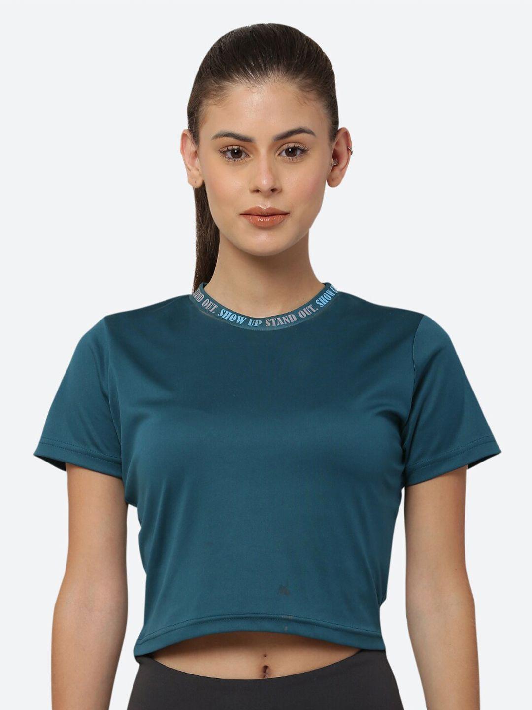 fitleasure green slim fit crop top