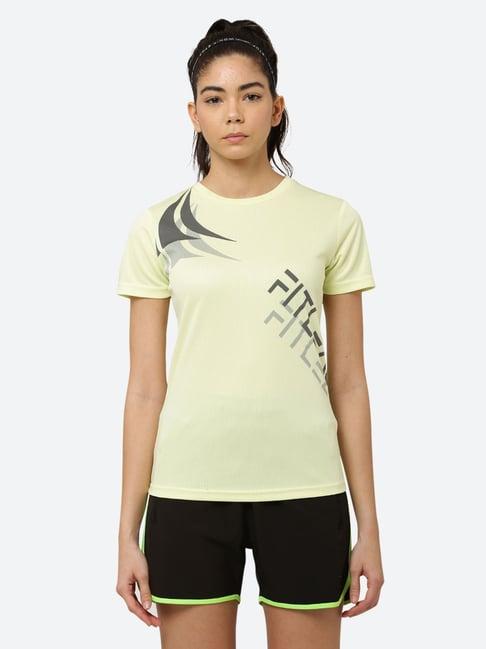 fitleasure lime green graphic print t-shirt