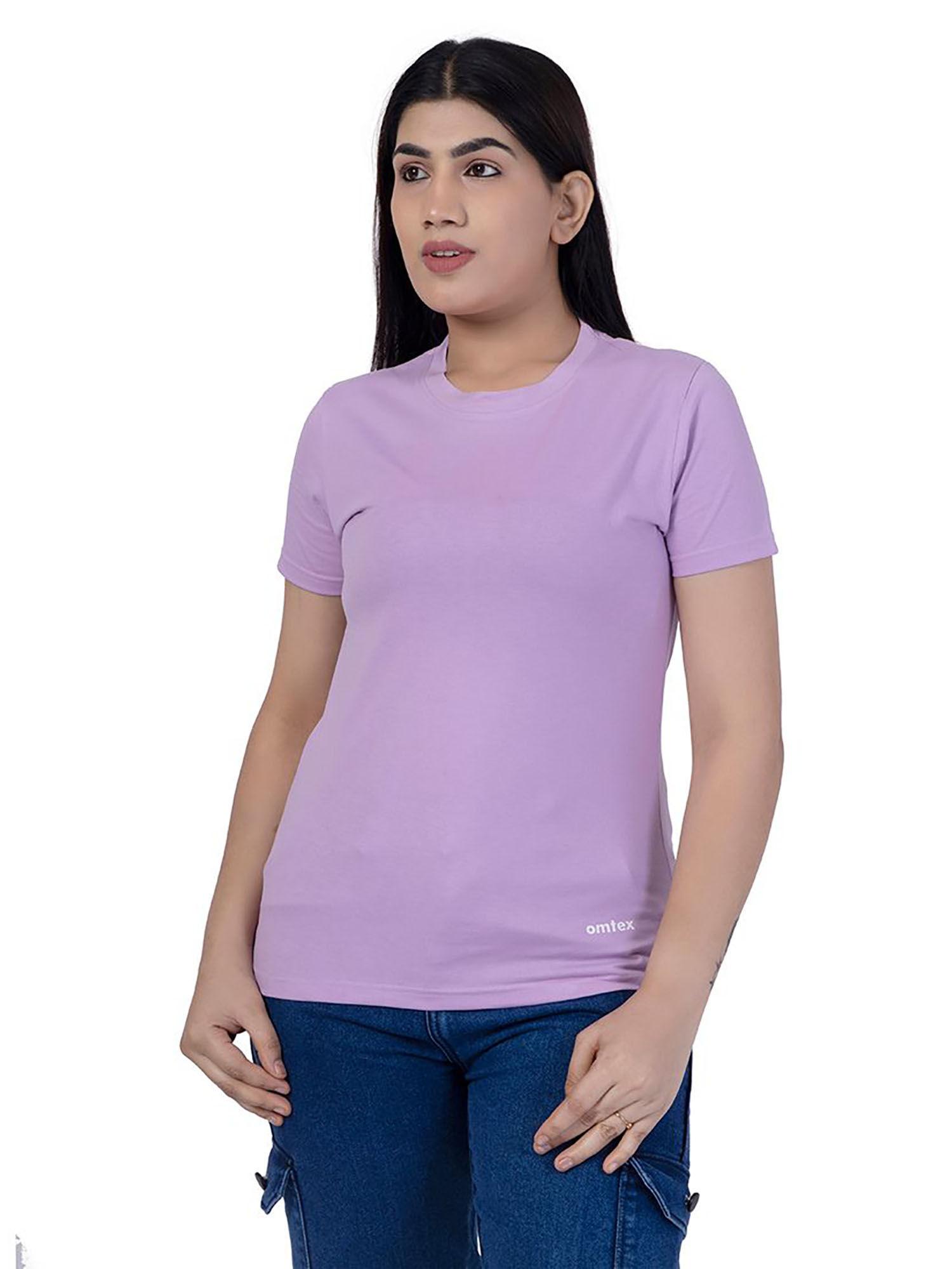 fitness sports round neck activewear t shirt for women lavender