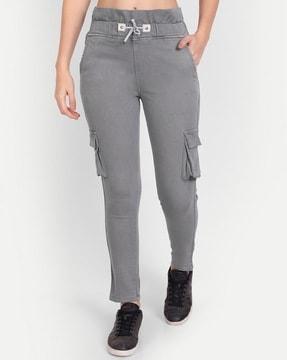 fitted jogger pants with drawstring waist