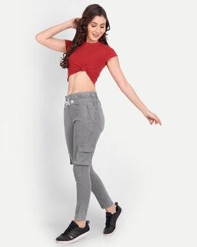 fitted track pants with drawstring waist