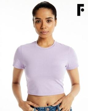 fitted crew-neck crop t-shirt