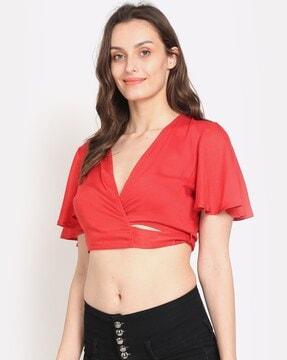 fitted crop top with v-neck