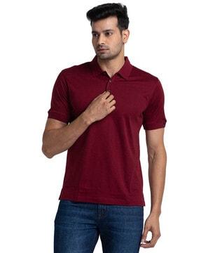 fitted polo t-shirt with spread collar