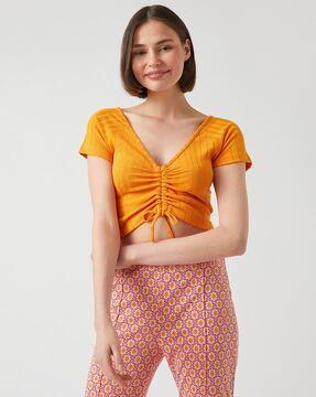 fitted ruched crop top