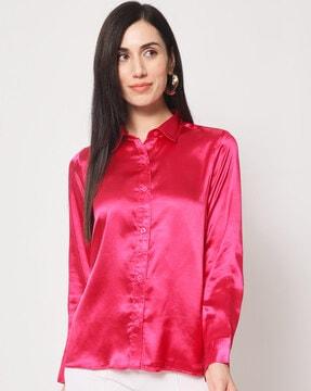 fitted satin shirt