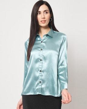 fitted satin shirt