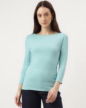 fitted slash-neck t-shirt