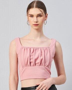 fitted square-neck crop top