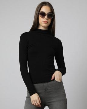 fitted t-shirt with turtle neck