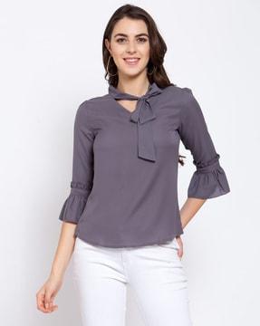 fitted top with bell sleeve
