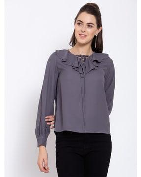 fitted top with cuffed sleeve