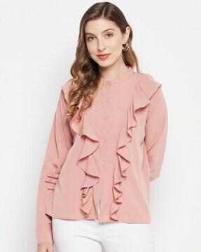 fitted top with ruffle accent