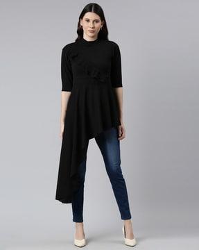 fitted top with ruffled